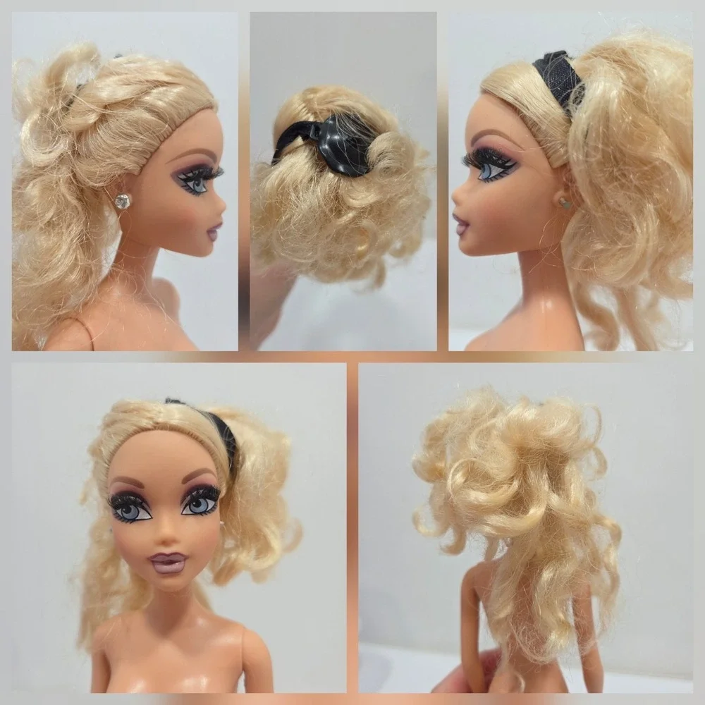 My Scene Night On The Town Barbie Rooted Eyelashes Nude Doll Bracelet & Headband